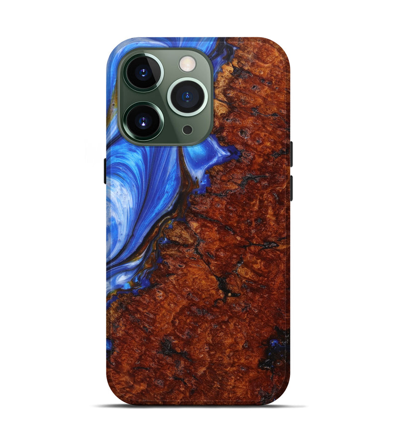 iPhone 13 Pro Wood+Resin Live Edge Phone Case - Pansy (Blue, 627235)
