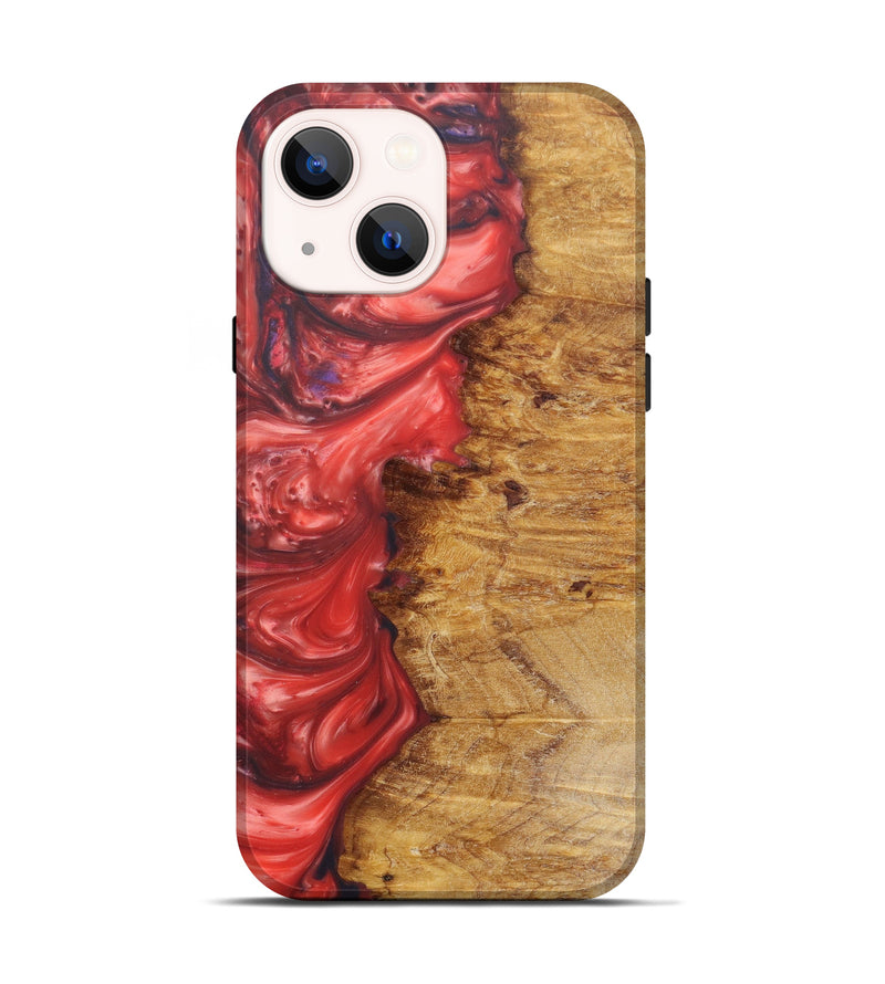 iPhone 13 Wood+Resin Live Edge Phone Case - Lotty (Dark Red, 602533)