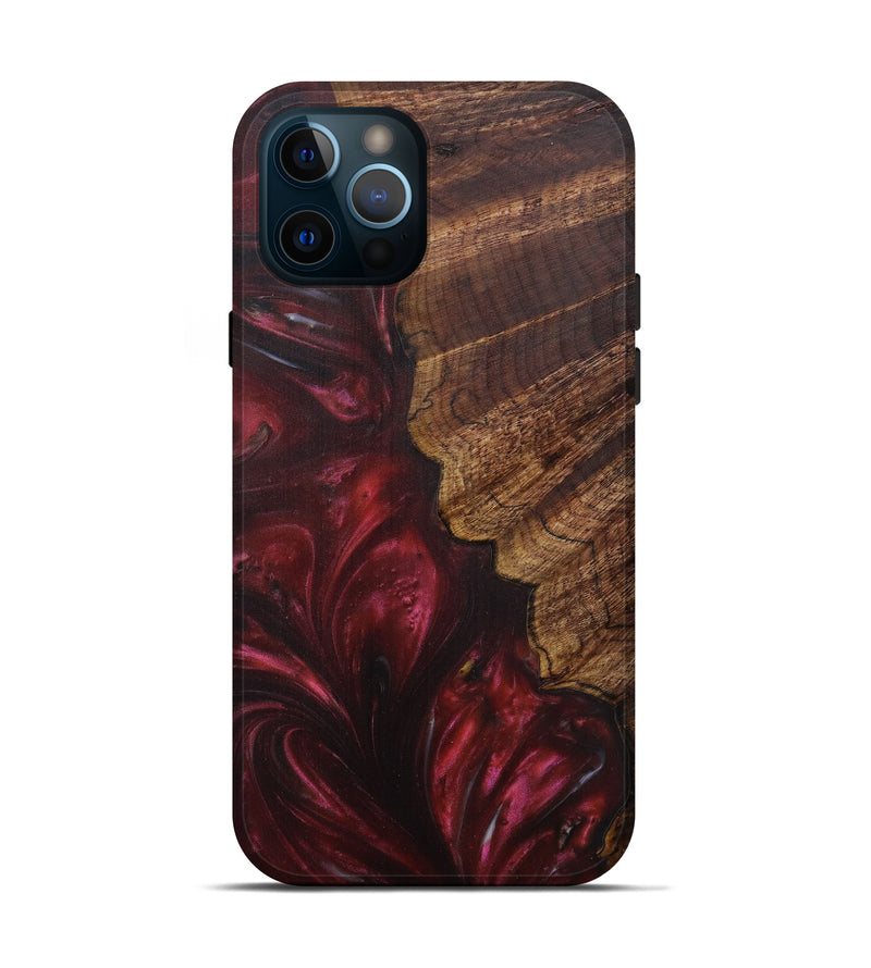 iPhone 12 Pro Wood+Resin Live Edge Phone Case - Shankar (Dark Red, 594205)