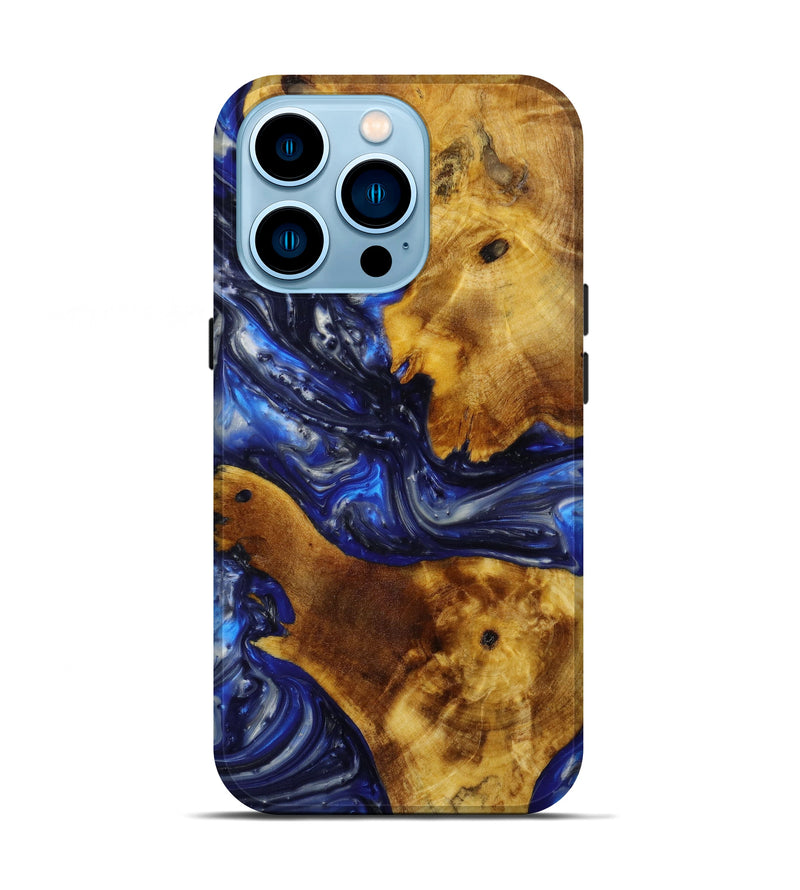 iPhone 14 Pro Wood+Resin Live Edge Phone Case - Julianna (Blue, 641779)