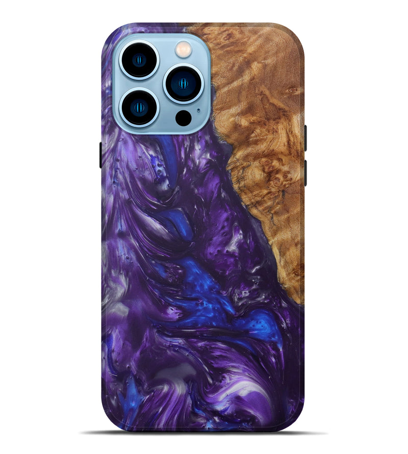 iPhone 14 Pro Max Wood+Resin Live Edge Phone Case - Travis (Purple, 641725)