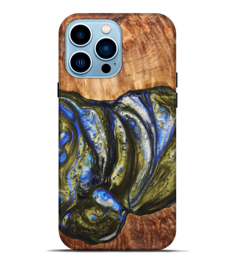 iPhone 14 Pro Max Wood+Resin Live Edge Phone Case - Avalyn (Metallic, 621616)