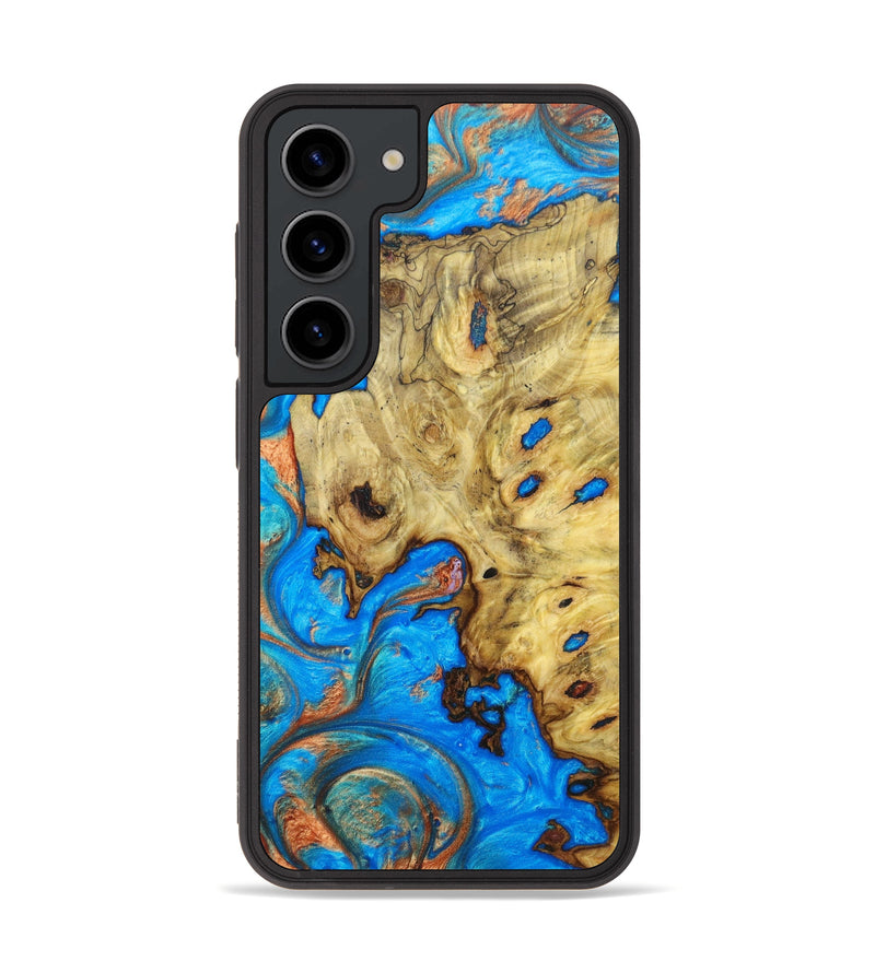 Galaxy S23 Wood+Resin Phone Case - Hendrix (Teal & Gold, 628447)