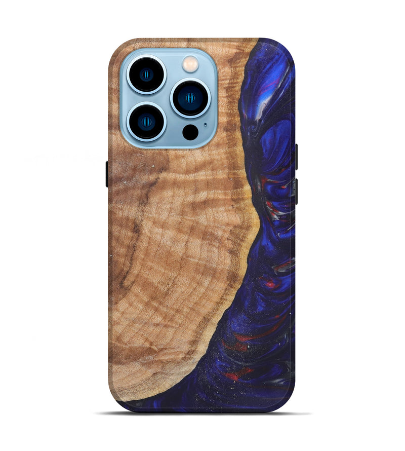 iPhone 14 Pro Wood+Resin Live Edge Phone Case - Jax (Blue, 641693)