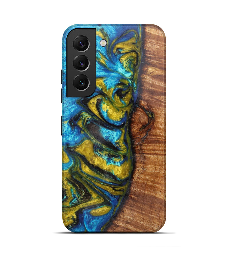 Galaxy S22 Wood+Resin Live Edge Phone Case - Giovanni (Teal & Gold, 606857)
