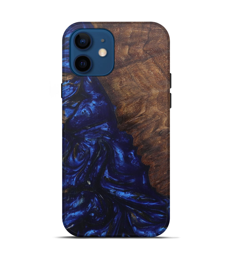 iPhone 12 Wood+Resin Live Edge Phone Case - Celisse (Dark Blue, 598591)
