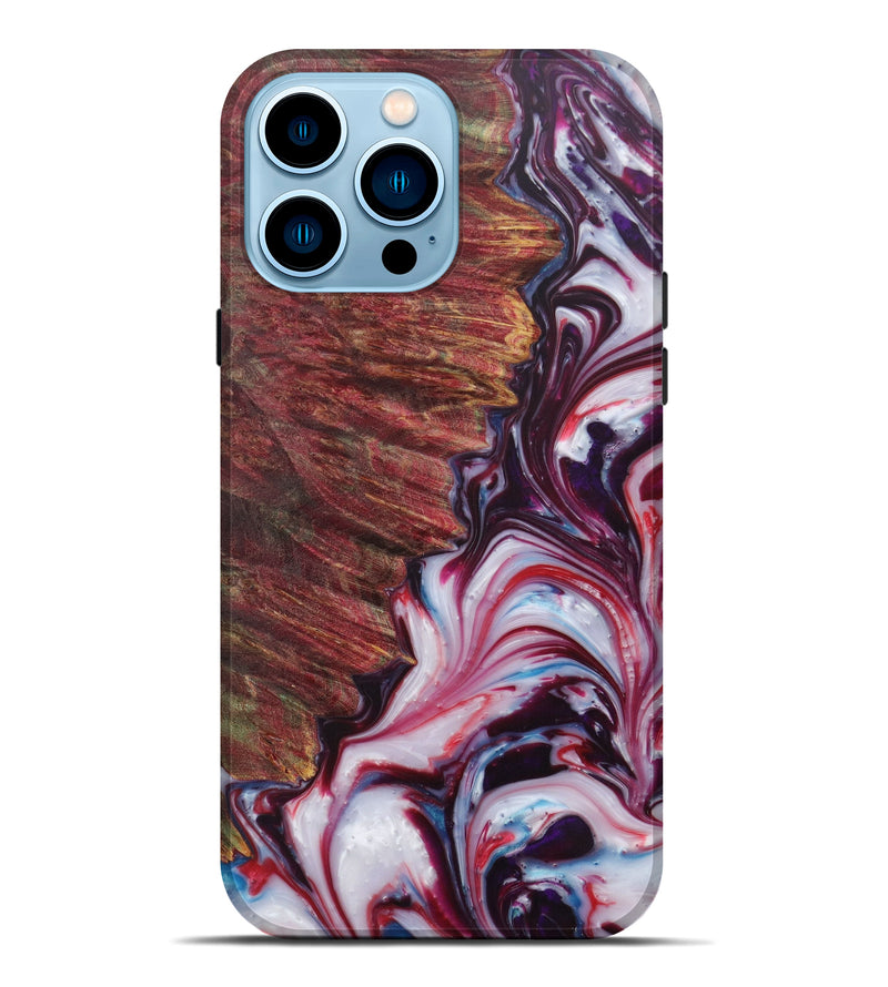 iPhone 14 Pro Max Wood+Resin Live Edge Phone Case - Nhien (Dark Red, 602517)