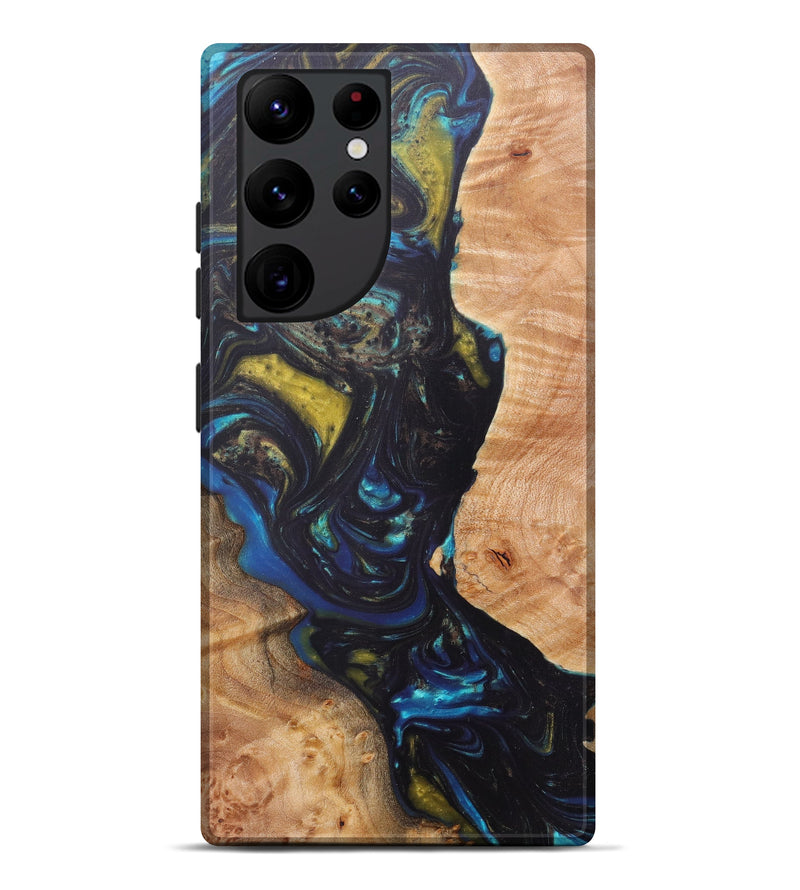 Galaxy S22 Ultra Wood+Resin Live Edge Phone Case - Elmer (Teal & Gold, 606865)
