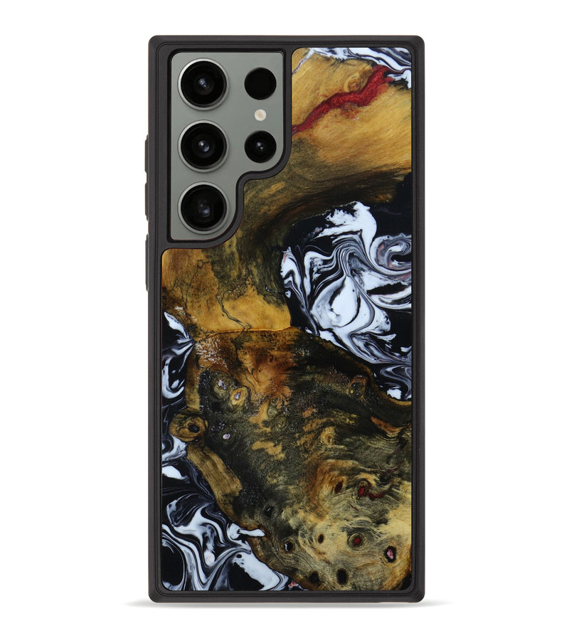 Galaxy S23 Ultra Wood+Resin Phone Case - Kobe (Black & White, 646616)