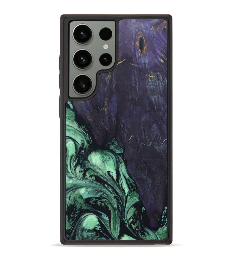 Galaxy S23 Ultra Wood+Resin Phone Case - Candice (Green, 627850)