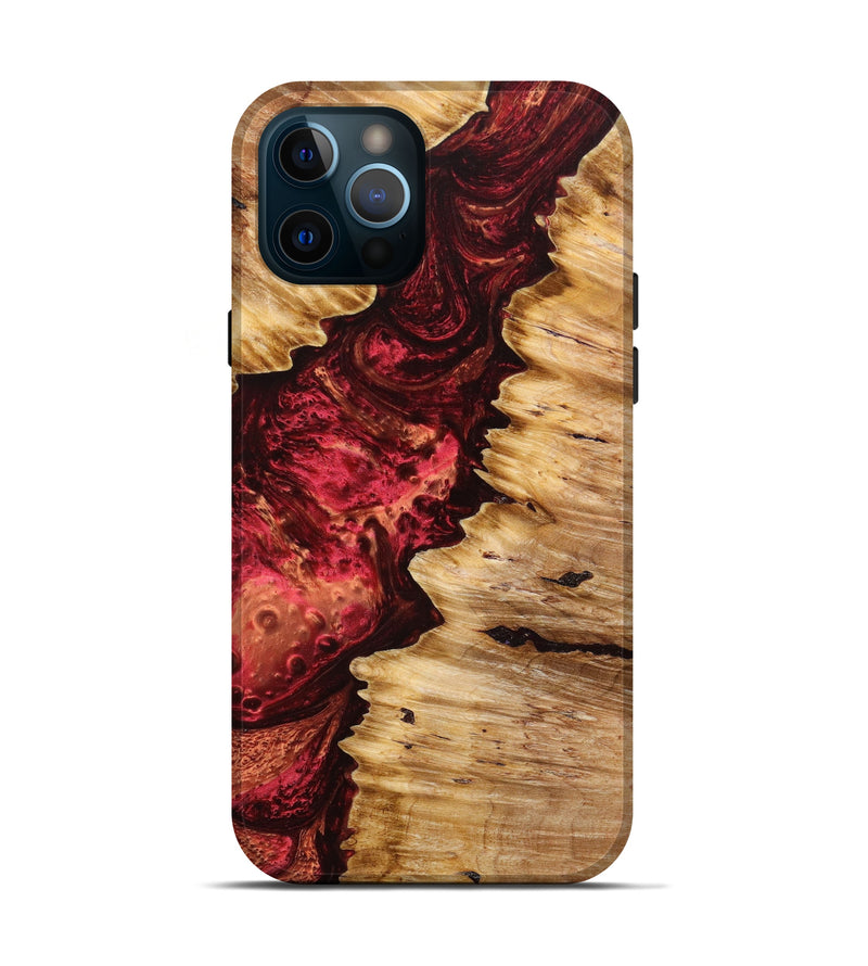 iPhone 12 Pro Wood+Resin Live Edge Phone Case - Rickey (Red, 637707)