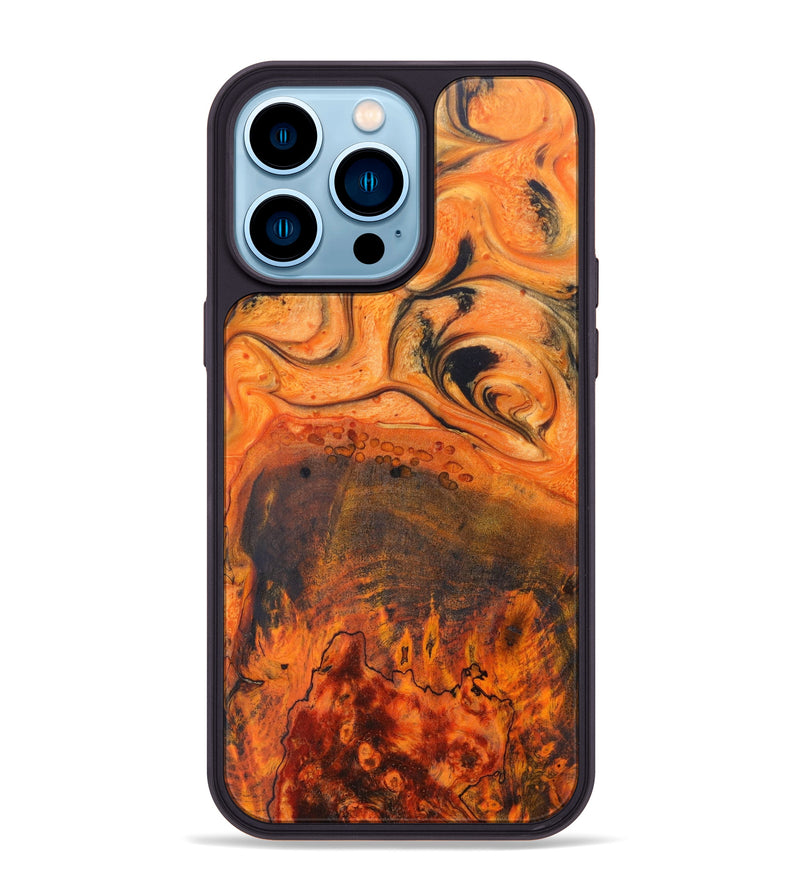 iPhone 14 Pro Max Wood+Resin Phone Case - Lottie (Lava, 624888)