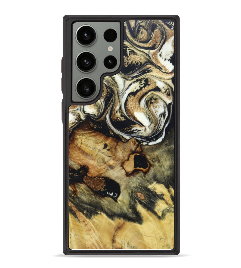 Galaxy S23 Ultra Wood+Resin Phone Case - Rosalind (Black & White, 625356)
