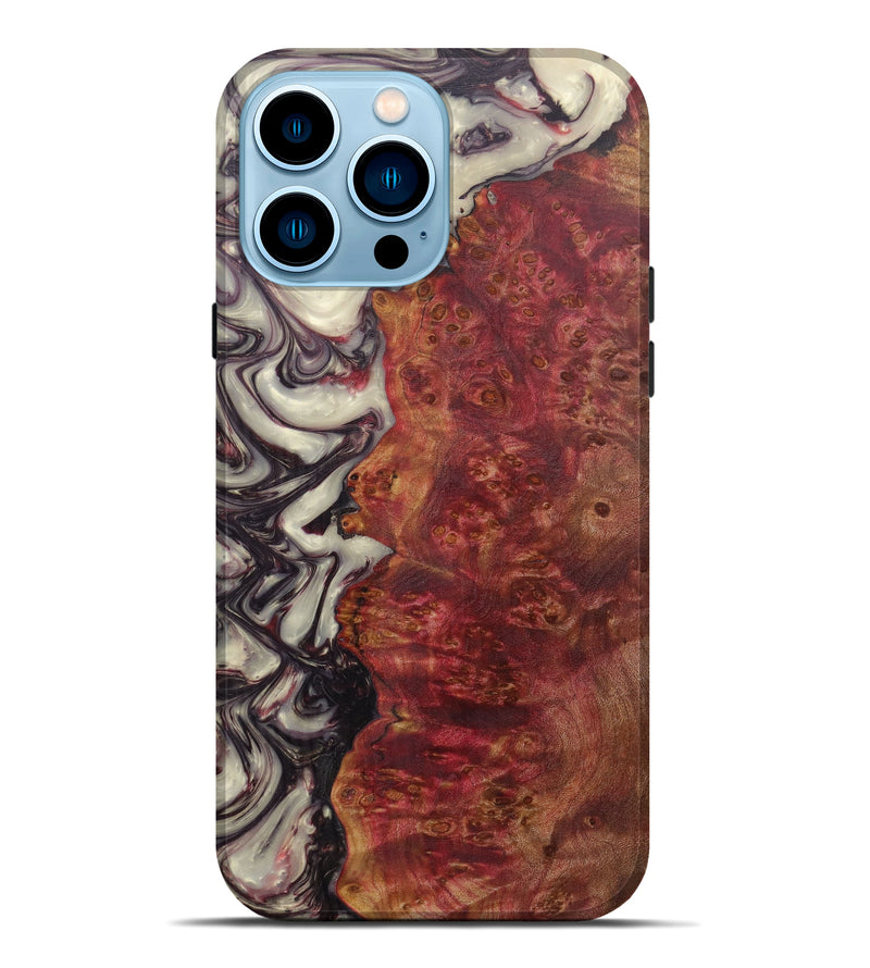 iPhone 14 Pro Max Wood+Resin Live Edge Phone Case - Ainsley (Dark Red, 593761)