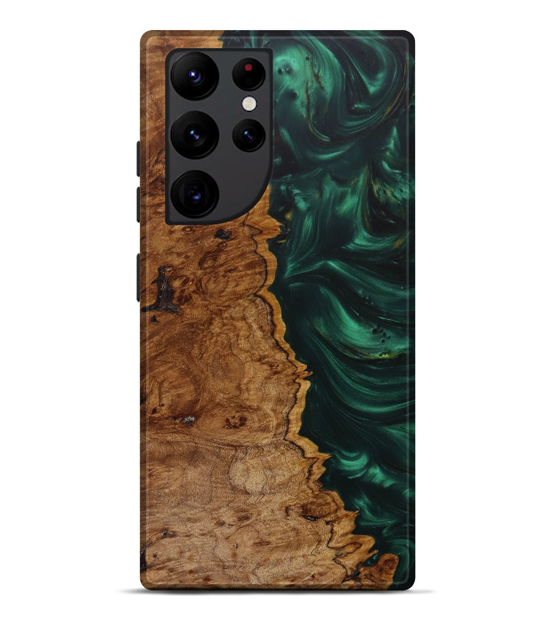 Galaxy S22 Ultra Wood+Resin Live Edge Phone Case - Natalie (Dark Green, 620151)