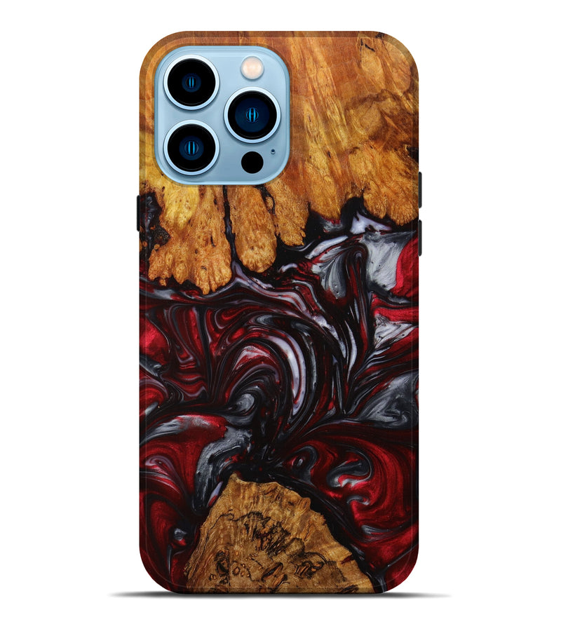 iPhone 14 Pro Max Wood+Resin Live Edge Phone Case - Laney (Red, 623100)