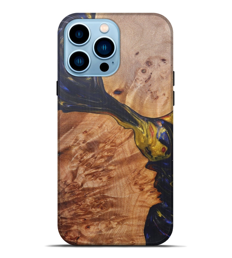 iPhone 14 Pro Max Wood+Resin Live Edge Phone Case - Maybelle (Dark Blue, 611098)