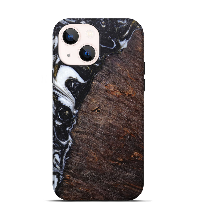 iPhone 14 Wood+Resin Live Edge Phone Case - Booker (Black & White, 620745)