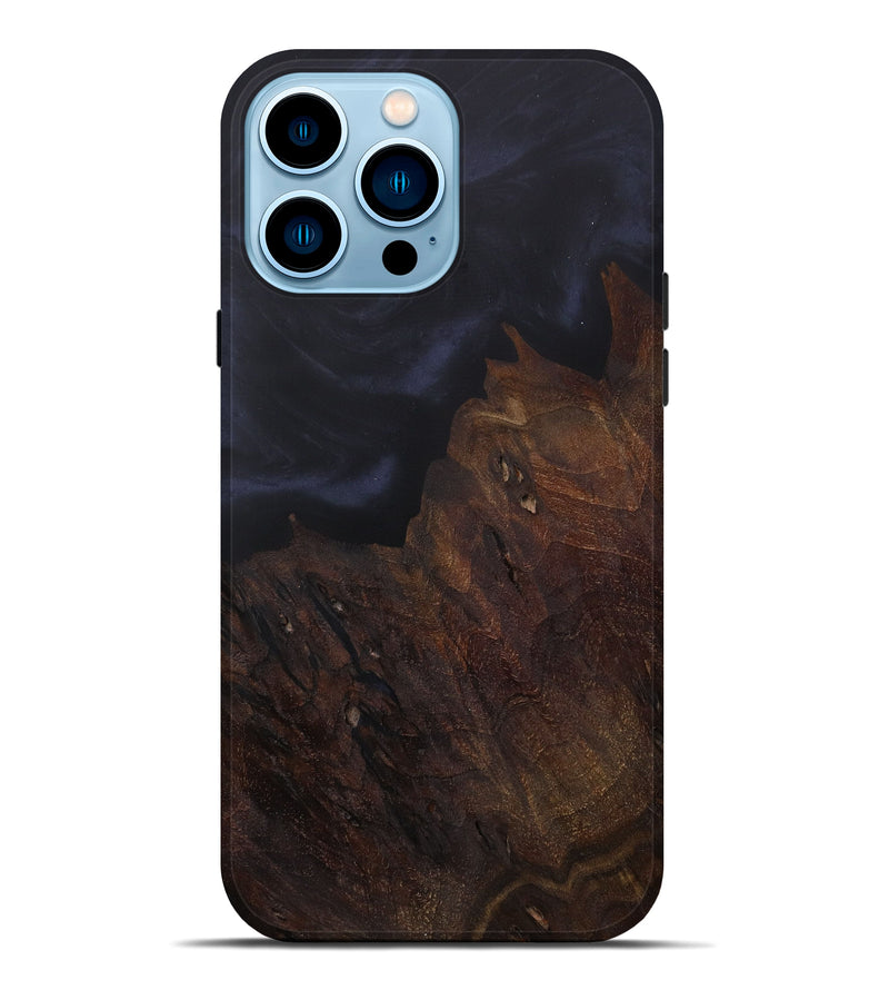 iPhone 14 Pro Max Wood+Resin Live Edge Phone Case - Braden (Pure Black, 619479)