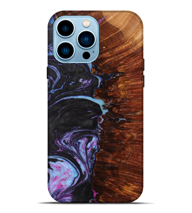 iPhone 14 Pro Max Wood+Resin Live Edge Phone Case - Maegan (Purple, 633816)
