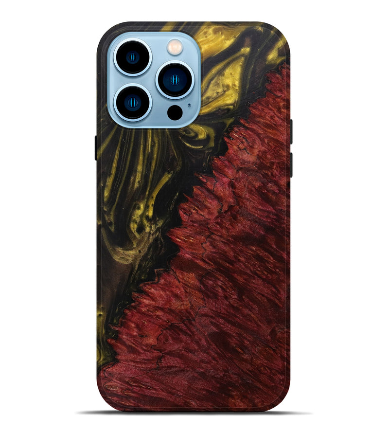iPhone 14 Pro Max Wood+Resin Live Edge Phone Case - Mariesara (Metallic, 585181)
