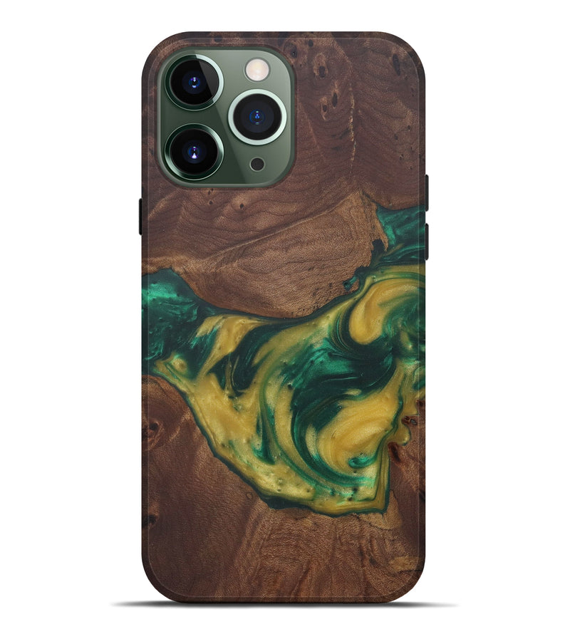 iPhone 13 Pro Max Wood+Resin Live Edge Phone Case - Ania (Dark Green, 575490)