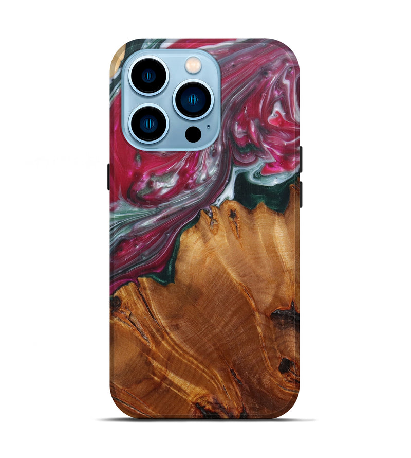 iPhone 14 Pro Wood+Resin Live Edge Phone Case - Barb (Dark Green, 599153)