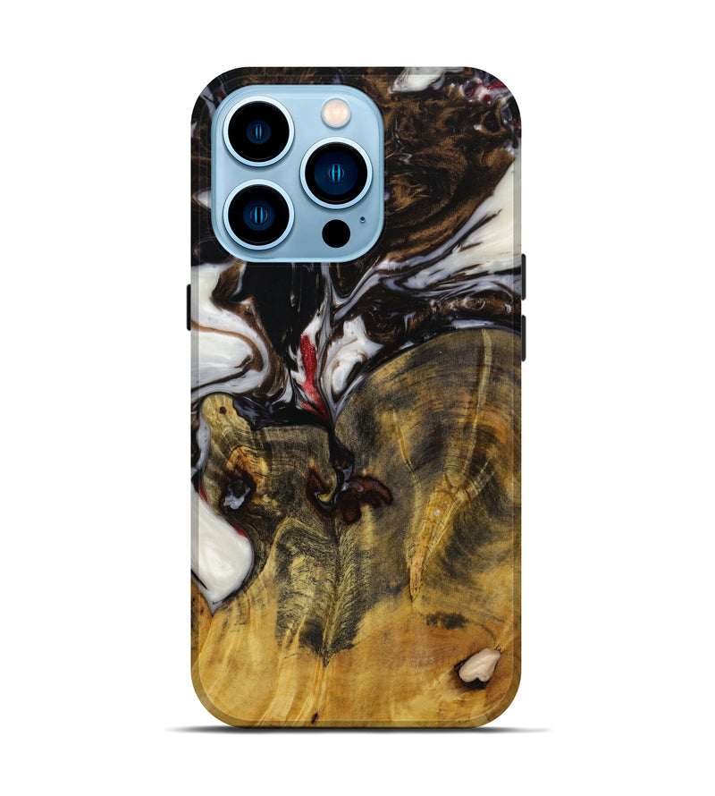 iPhone 14 Pro Wood+Resin Live Edge Phone Case - Tara (Black & White, 642689)