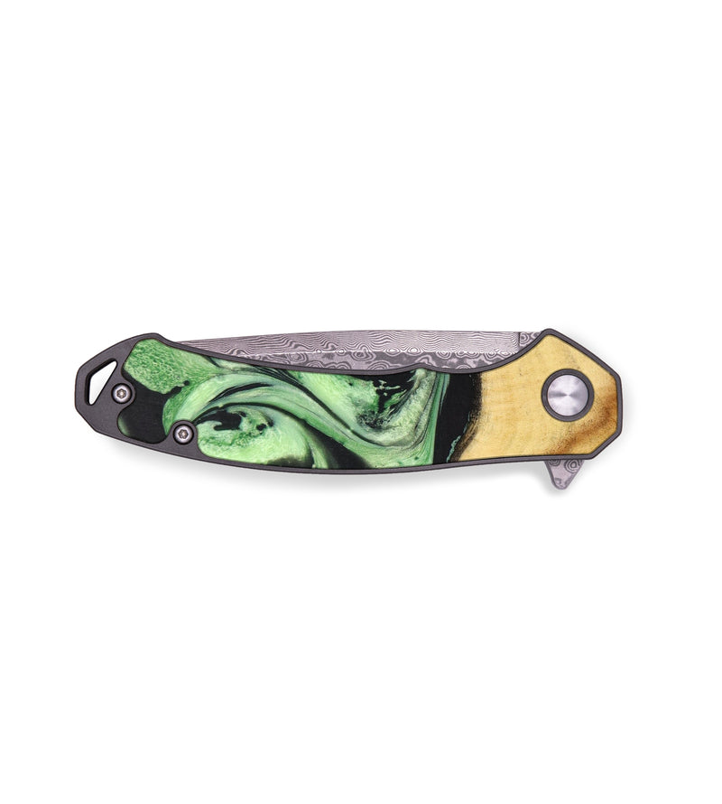 EDC Wood+Resin Pocket Knife - Mathew (Green, 640347)