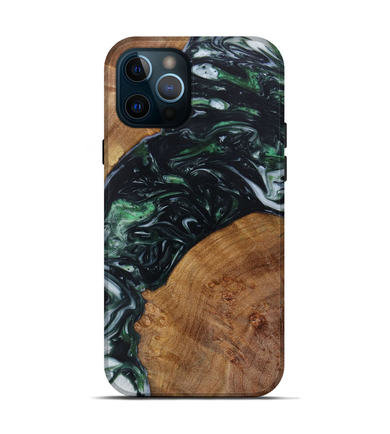 iPhone 12 Pro Wood+Resin Live Edge Phone Case - Yareli (Black & White, 619491)