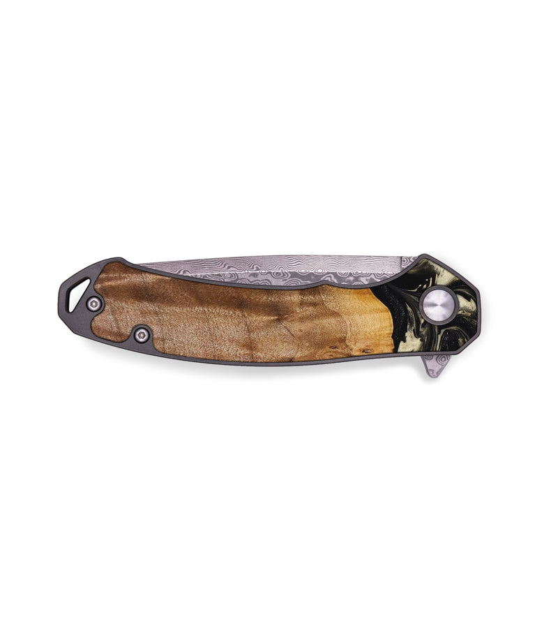 EDC Wood+Resin Pocket Knife - Ollie (Black & White, 644144)