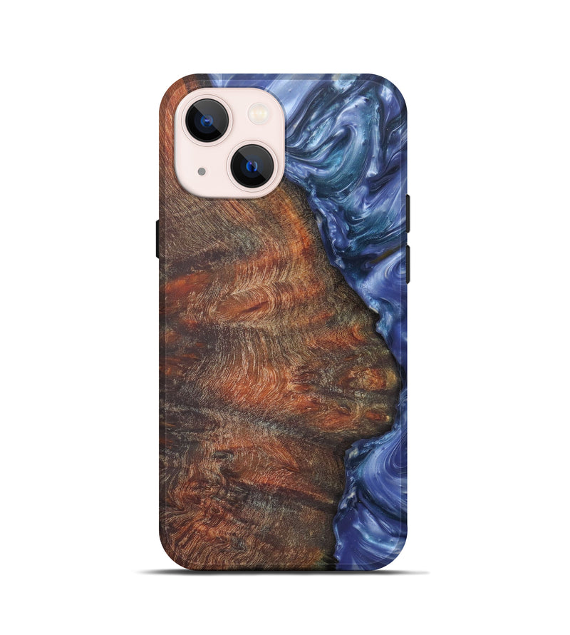 iPhone 13 mini Wood+Resin Live Edge Phone Case - Shelby (Light Blue, 598607)