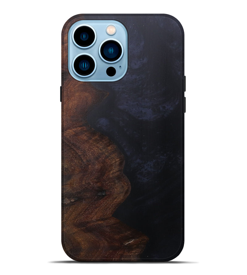 iPhone 14 Pro Max Wood+Resin Live Edge Phone Case - Jeanna (Pure Black, 601232)