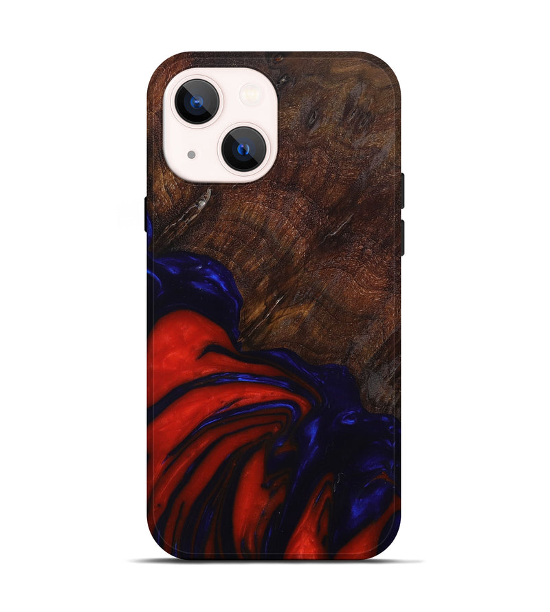 iPhone 14 Wood+Resin Live Edge Phone Case - Ollie (Red, 635545)