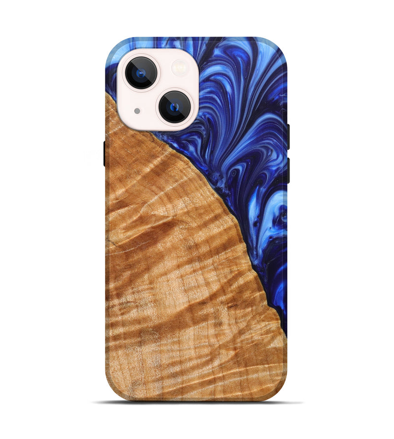 iPhone 14 Wood+Resin Live Edge Phone Case - Tarik (Blue, 633293)