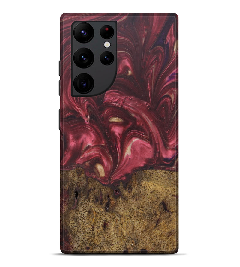 Galaxy S22 Ultra Wood+Resin Live Edge Phone Case - Tracey (Dark Red, 579162)