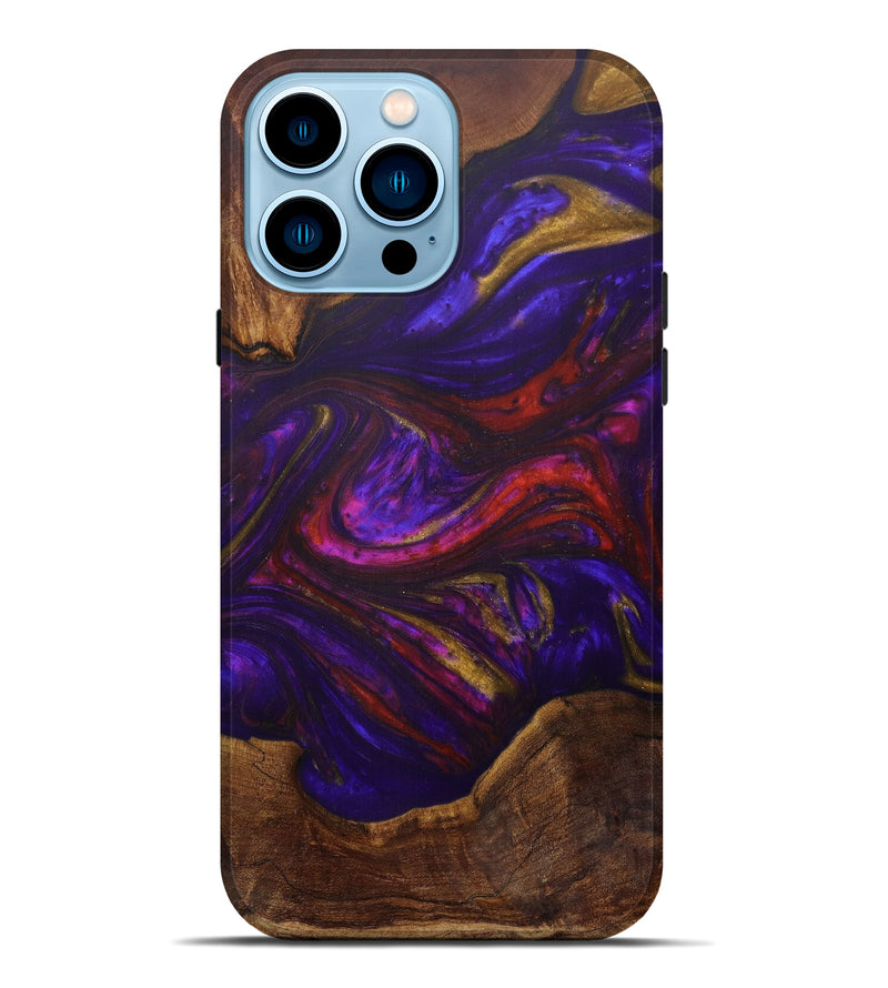 iPhone 14 Pro Max Wood+Resin Live Edge Phone Case - Mirna (Purple, 586297)