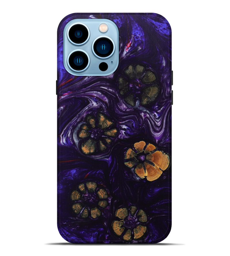 iPhone 14 Pro Max Wood+Resin Live Edge Phone Case - Lakesha (Purple, 626617)