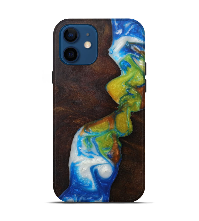 iPhone 12 Wood+Resin Live Edge Phone Case - Corabelle (Light Blue, 593332)