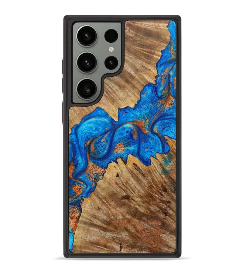 Galaxy S23 Ultra Wood+Resin Phone Case - Coleen (Teal & Gold, 621837)