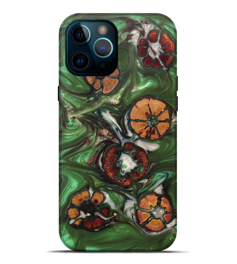 iPhone 12 Pro Max Wood+Resin Live Edge Phone Case - Lelah (Dark Green, 605575)