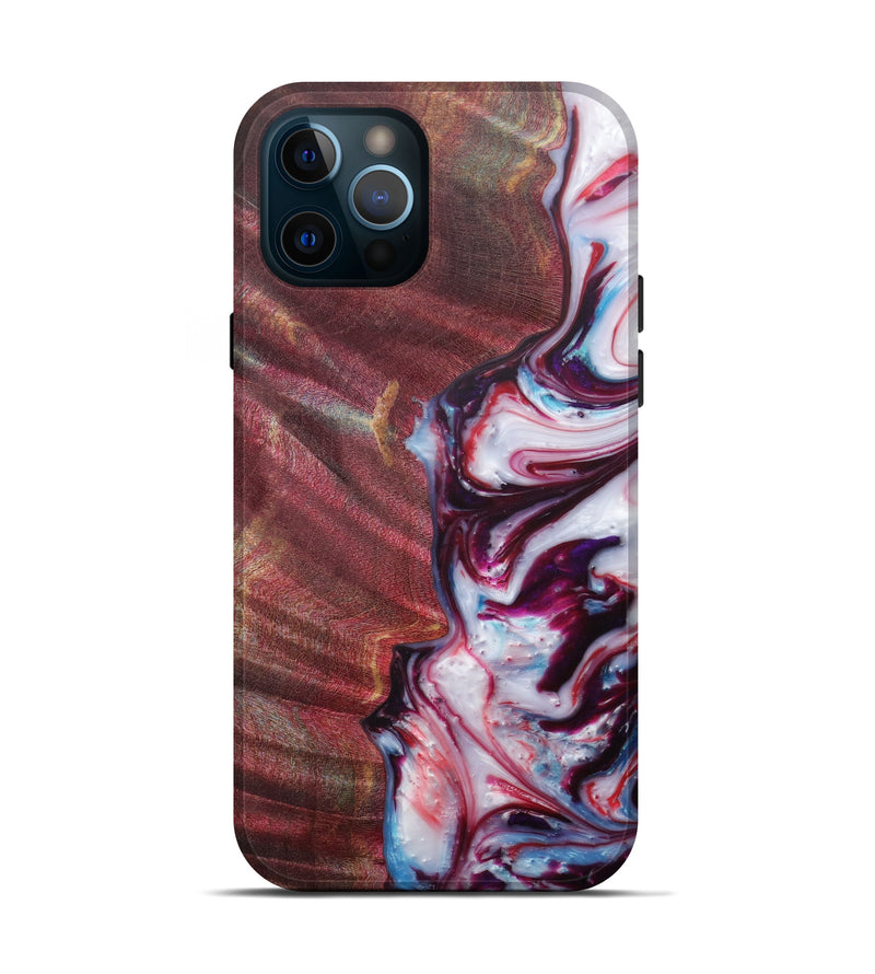 iPhone 12 Pro Wood+Resin Live Edge Phone Case - Ermengarde (Dark Red, 601244)