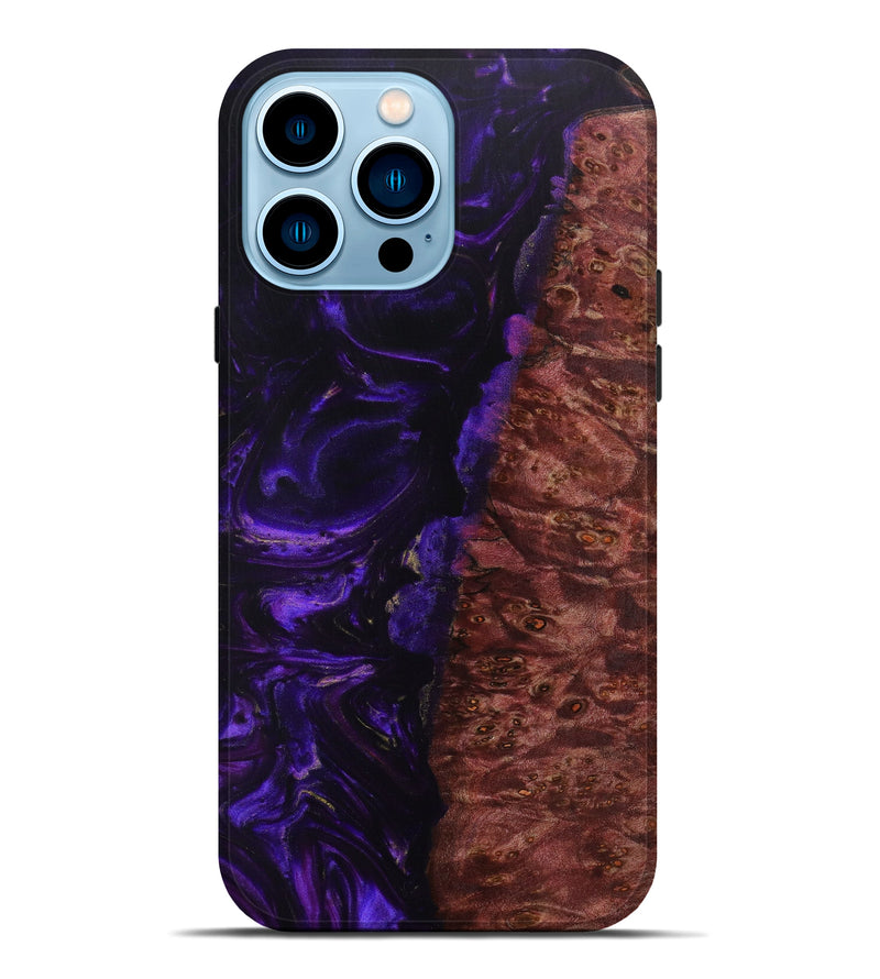 iPhone 14 Pro Max Wood+Resin Live Edge Phone Case - Flora (Purple, 604280)