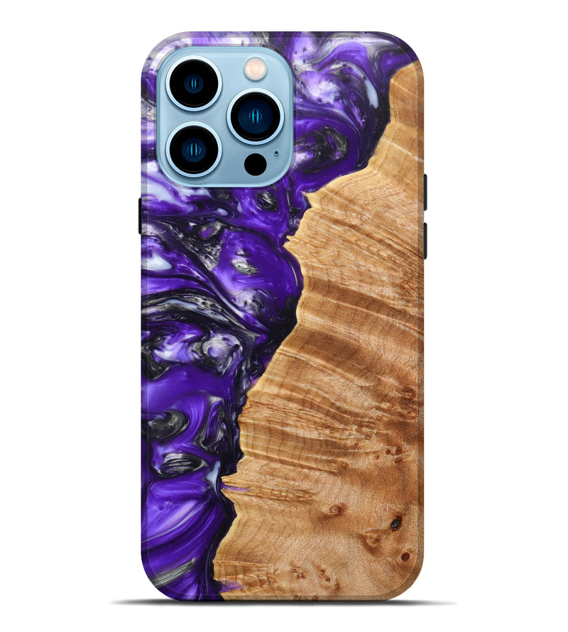 iPhone 14 Pro Max Wood+Resin Live Edge Phone Case - Perry (Purple, 641027)