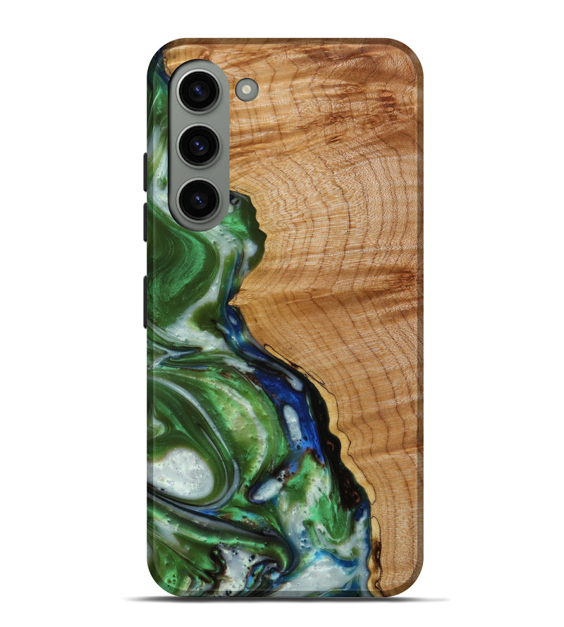 Galaxy S23 Plus Wood+Resin Live Edge Phone Case - Genevieve (Green, 646313)