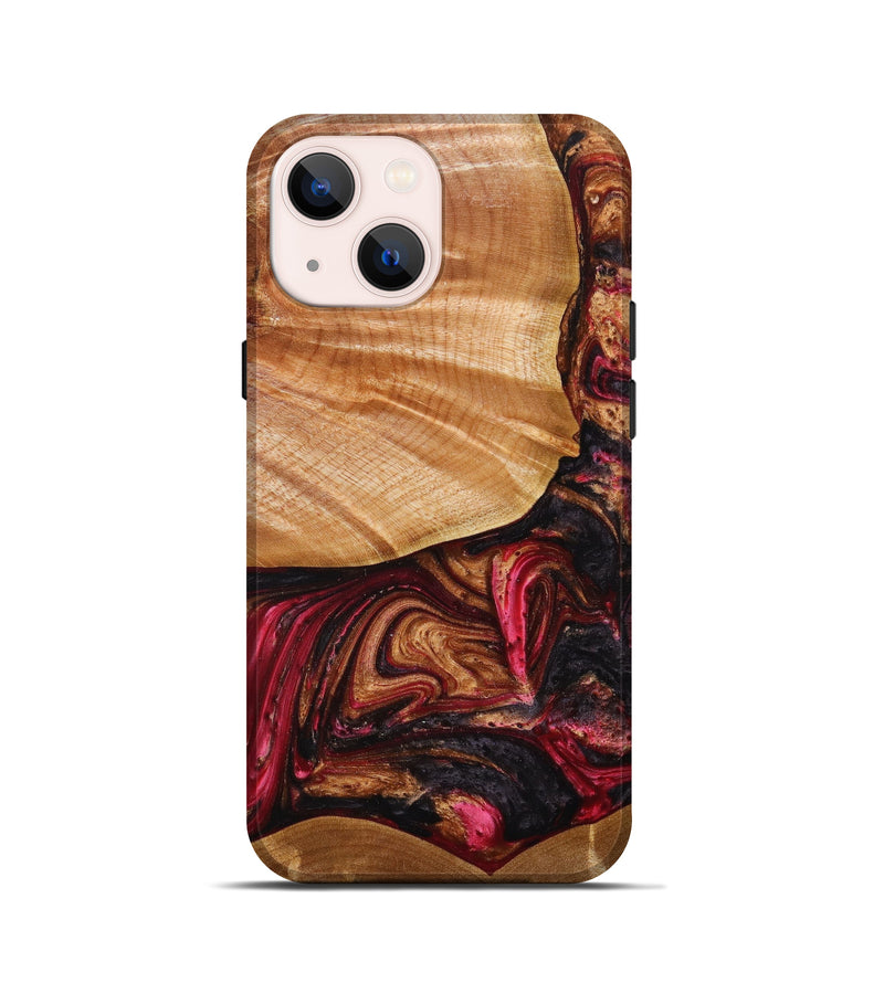 iPhone 13 mini Wood+Resin Live Edge Phone Case - Tillie (Red, 633185)