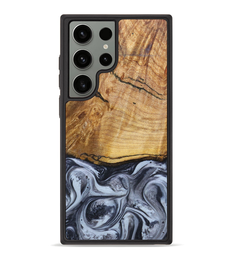 Galaxy S23 Ultra Wood+Resin Phone Case - Edgar (Black & White, 638953)