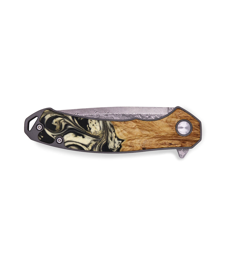 EDC Wood+Resin Pocket Knife - Lyle (Black & White, 644141)