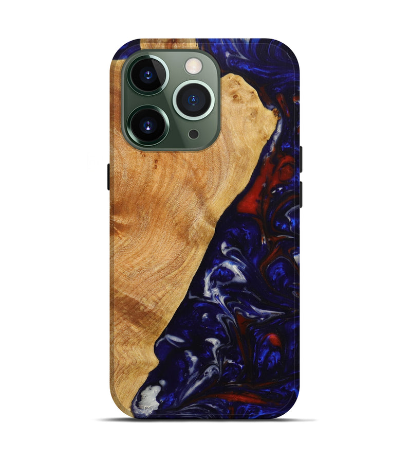 iPhone 13 Pro Wood+Resin Live Edge Phone Case - Joni (Blue, 639112)