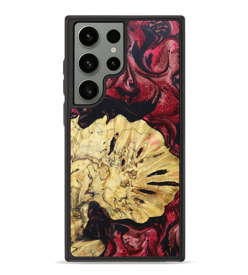 Galaxy S23 Ultra Wood+Resin Phone Case - Makhi (Red, 629925)